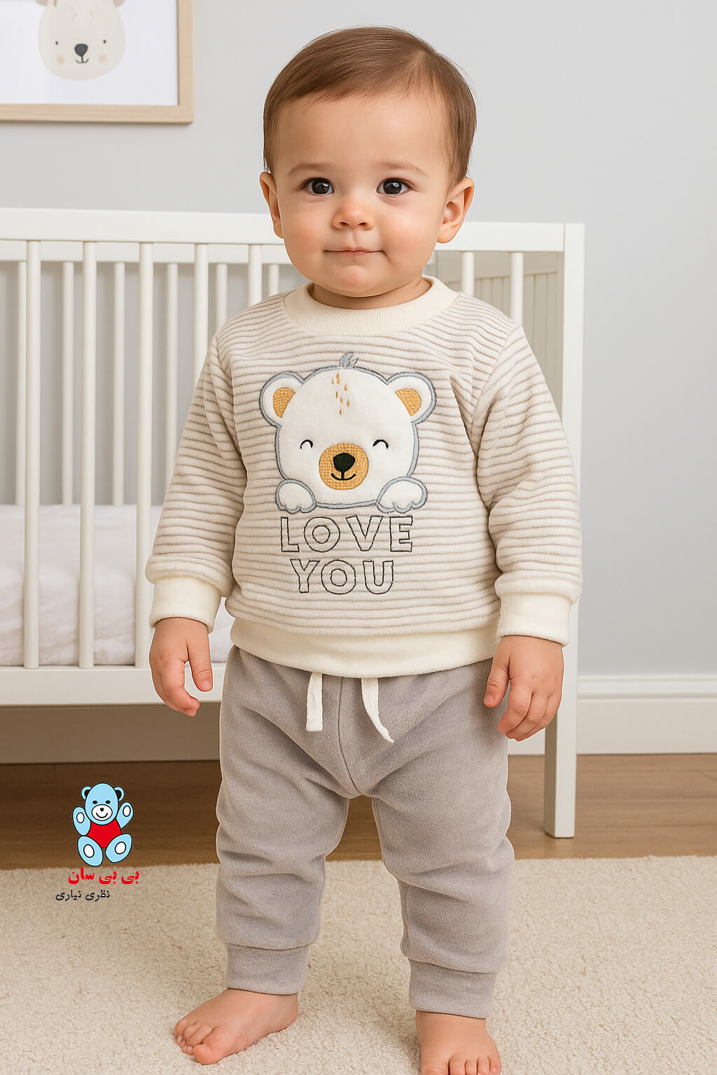 بلوز شلوار مخمل بی بی سان کد 3005 در دو رنگ آبی و طوسی