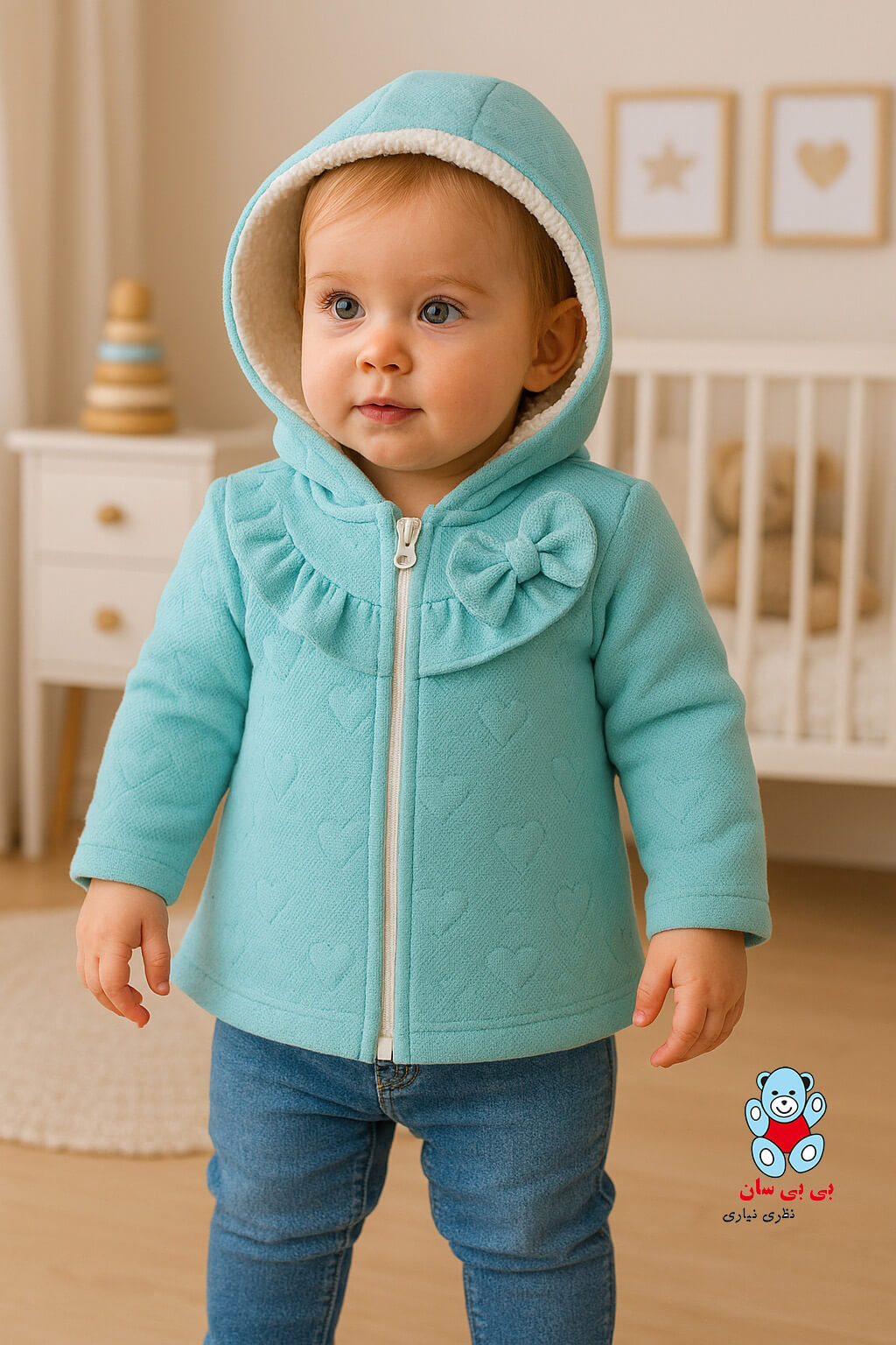 سویشرت دخترانه بی بی سان کد 3007 در دو رنگ آبی و سفید