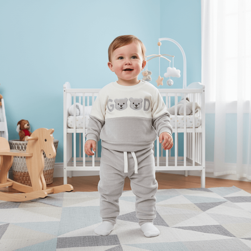 کودک خندان با لباس بی بی سان